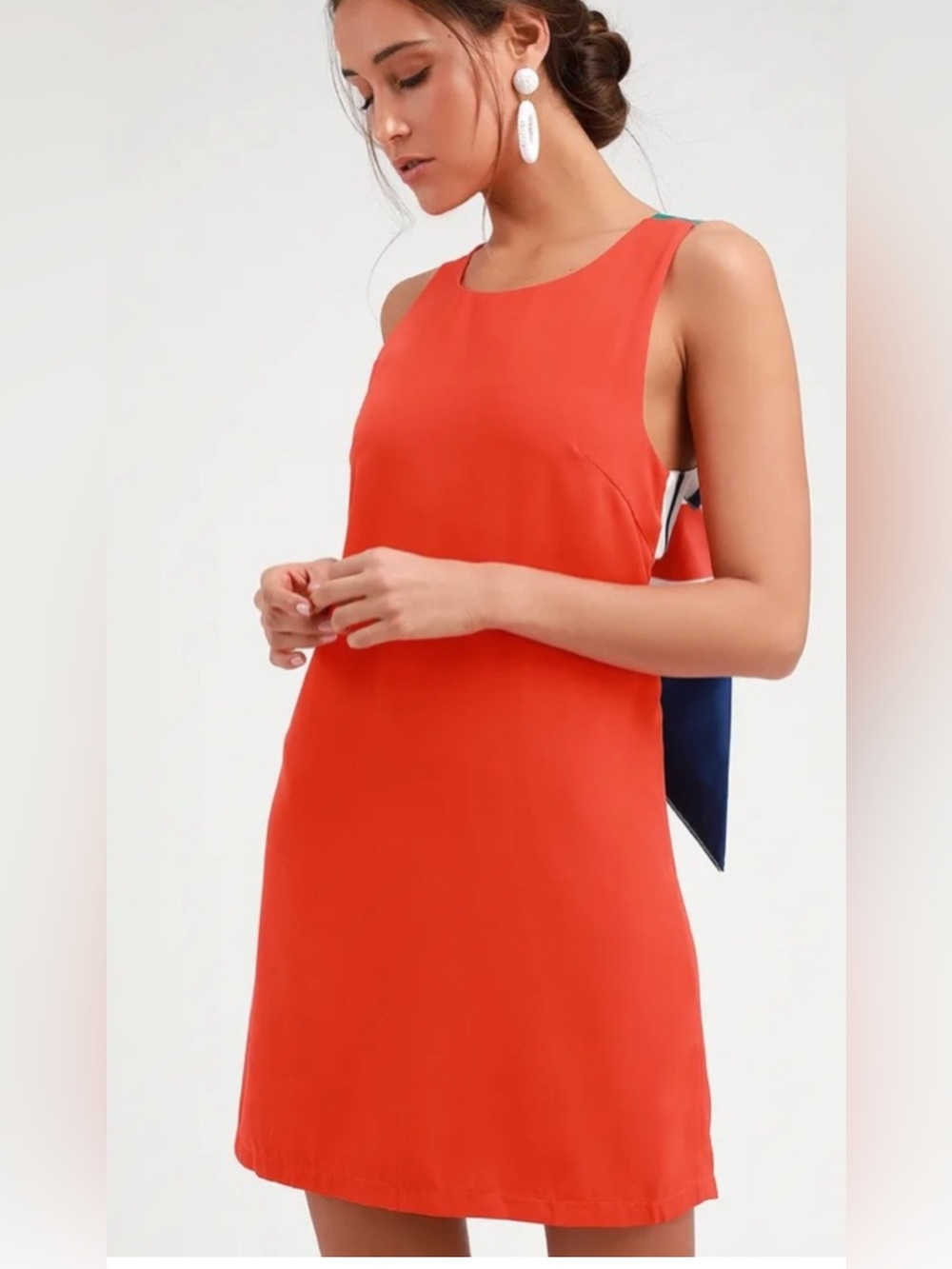 Lulu's Coral-Red Sleeveless Shift Dress
